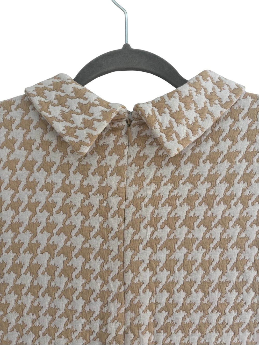 Tyler Boe Short Sleeve Houndstooth Dress - Cream & Tan - Picture 6 of 6